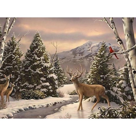 Beautiful Deer on Snow Diamond Painting