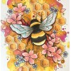 Flowers & Bee - Diamond Painting