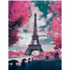 Eiffel Tower Covered in Pink Plants