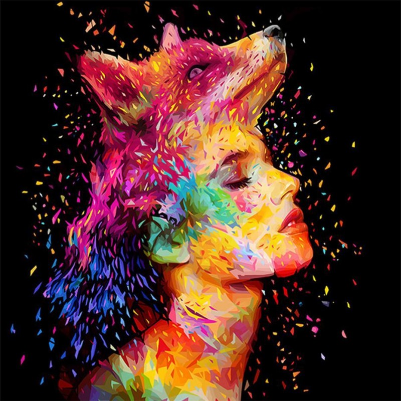 Abstract Wolf Lady D...