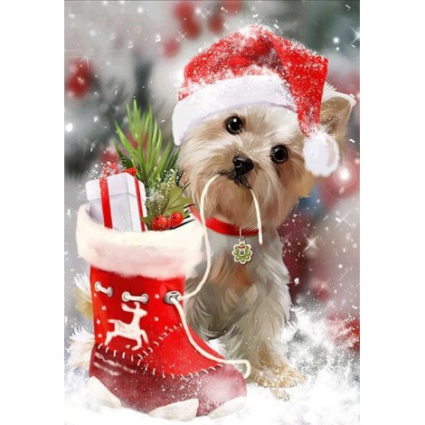 Dog on Christmas - Diamond Painting Kit