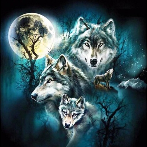 Full Moon & Wolves Diamond art Kit