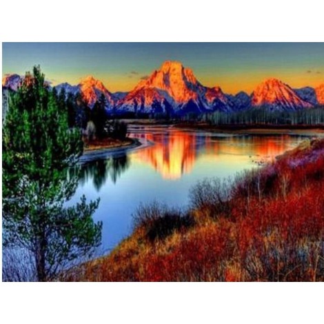 Beautiful View of Lake & Mountains Paint with Diamonds Kit