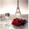 Romantic Red Roses & Glass at Eiffel Tower