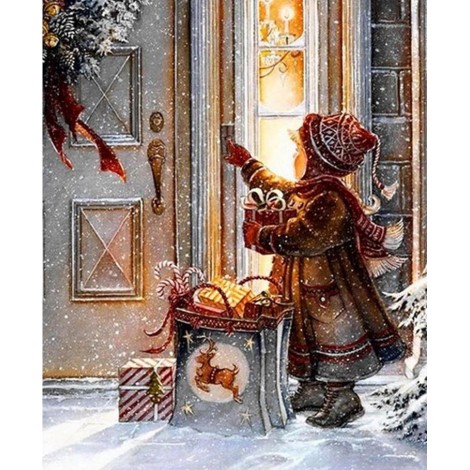 Little Girl with Gifts Xmas Diamond Painting Kits