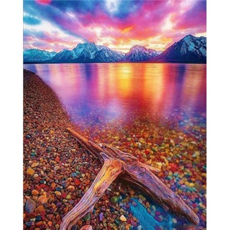Lake View with Clear Water & Colorful Stones