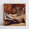 Amazing Cat Reading Newspaper Diamond Art Kit