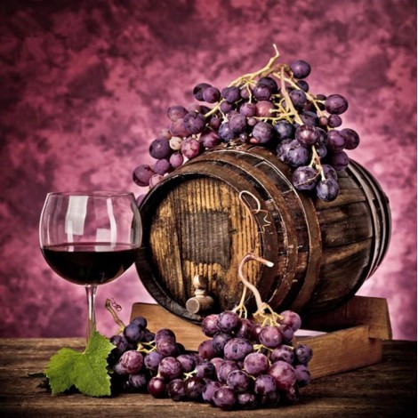 Wine Barrel & Grapes Diamond Art Kit