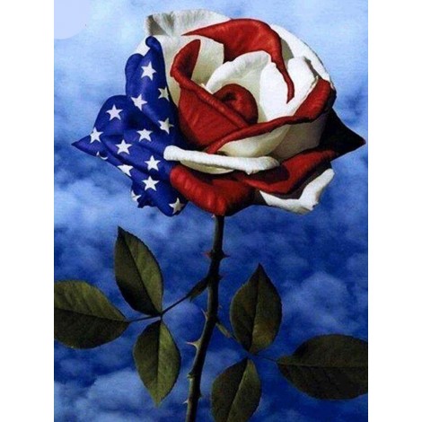 American Flag in the Rose - Diamond Painting