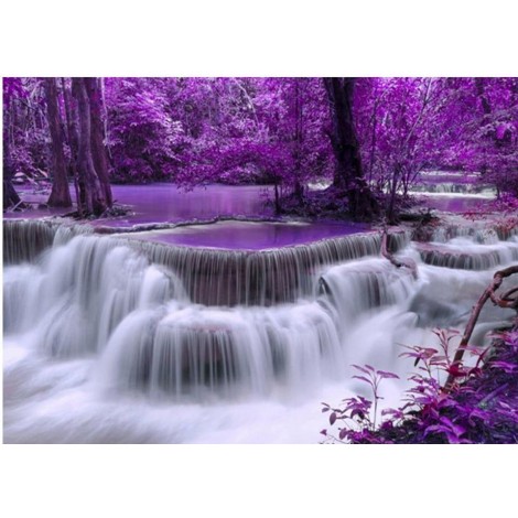 Purple Beautiful Landscape & Waterfalls