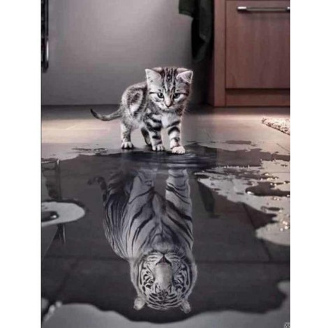 Kitten Reflection as a Tiger