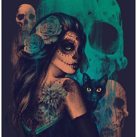 Gorgeous Witch with Black Cat